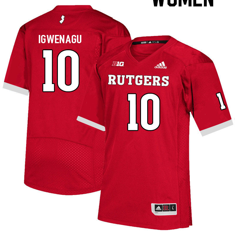Women #10 Zukudo Igwenagu Rutgers Scarlet Knights College Football Jerseys Sale-Scarlet